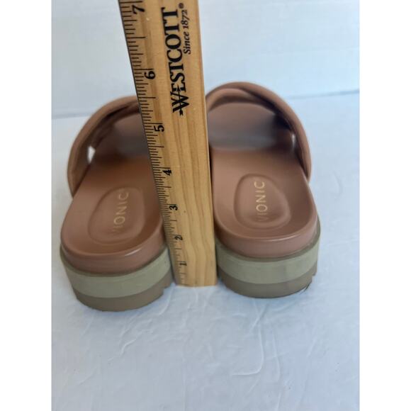 Vionic Vesta Pebbled Tan Leather CrissCross Slide On Comfort Platform Sandals 9 - Picture 8 of 11